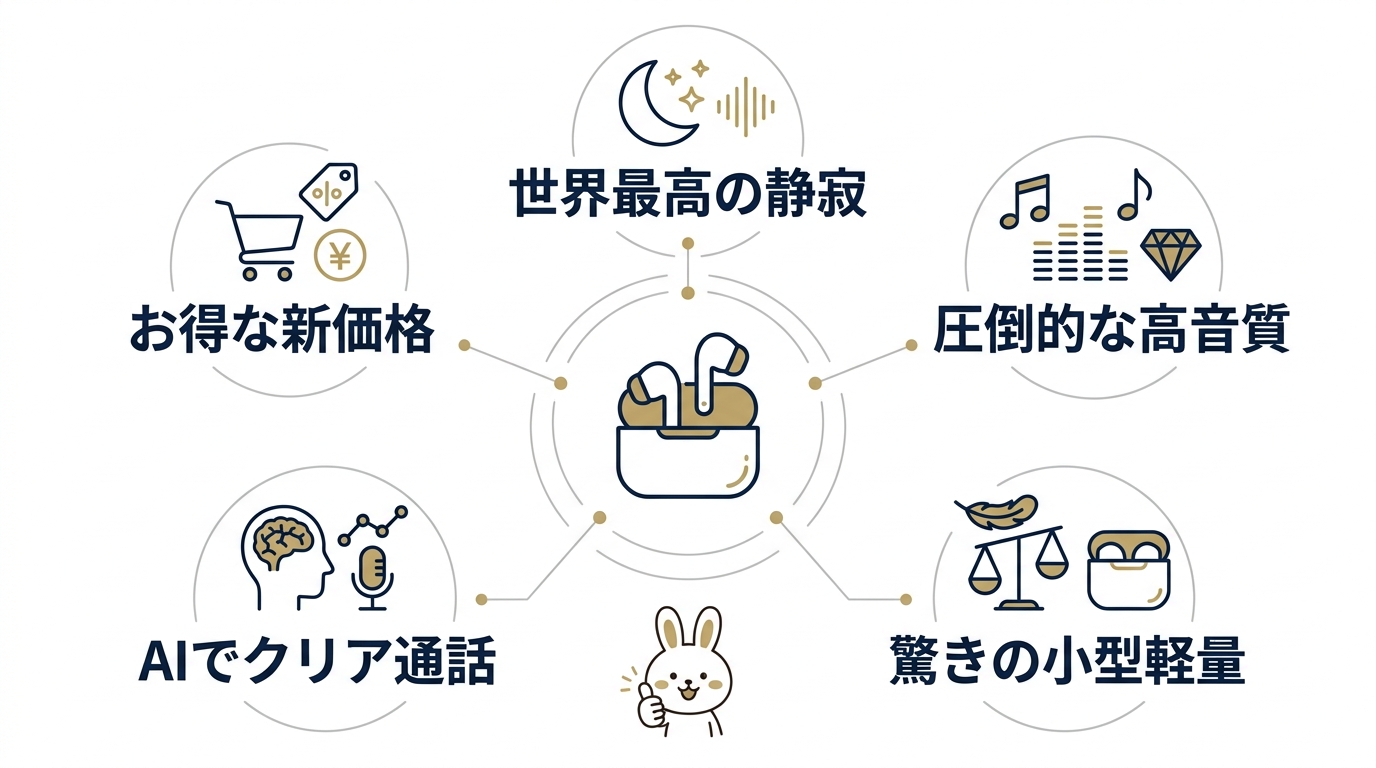 ソニー ワイヤレス イヤホン wf 1000xm5の利点5つ