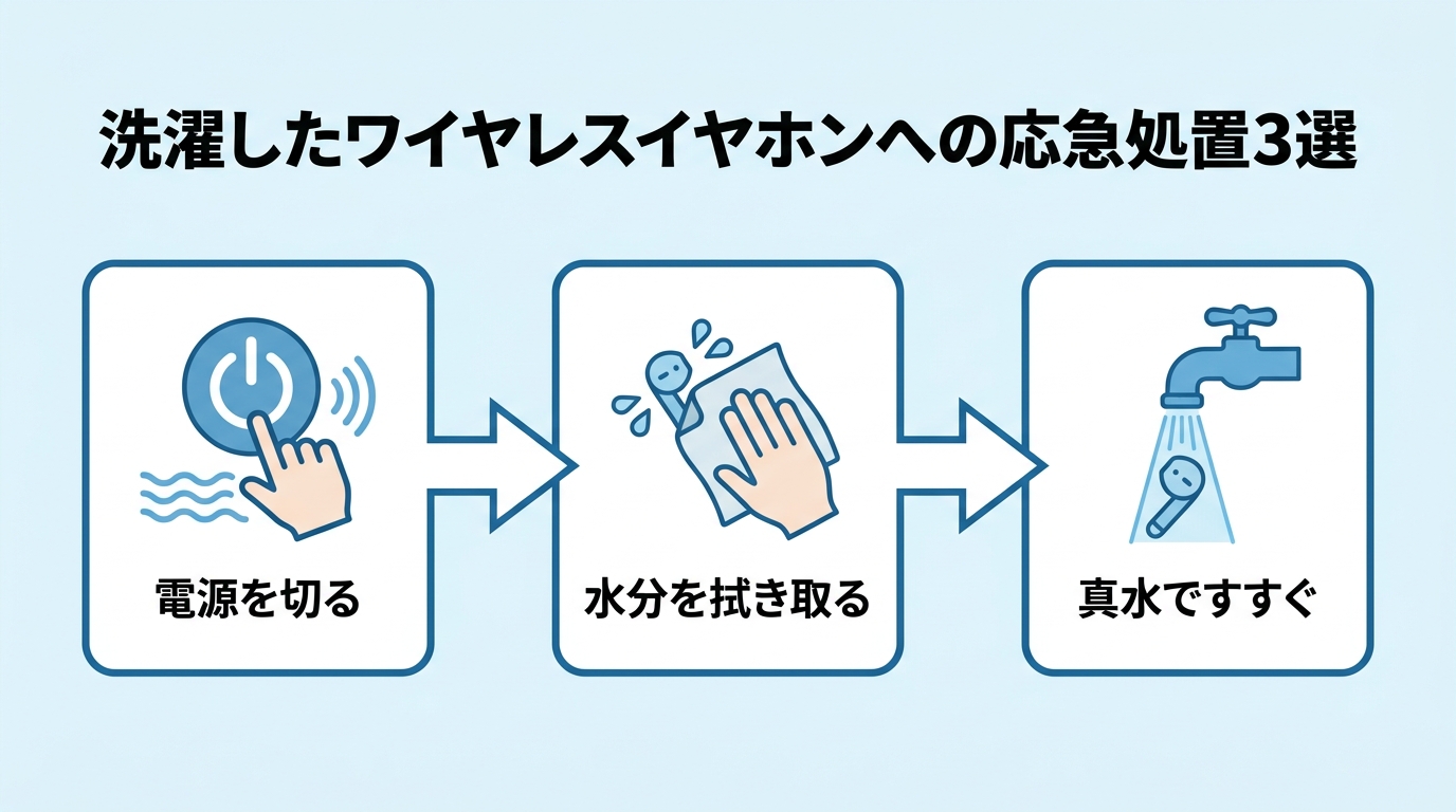 洗濯したワイヤレスイヤホンへの応急処置3選