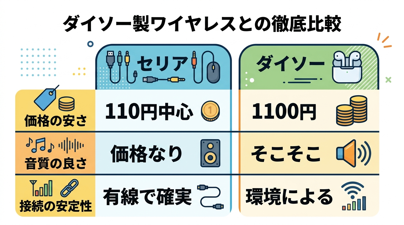 ダイソー製ワイヤレスとの徹底比較