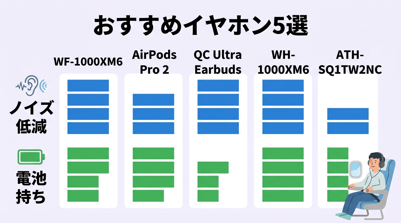 飛行機で役立つおすすめイヤホン5選